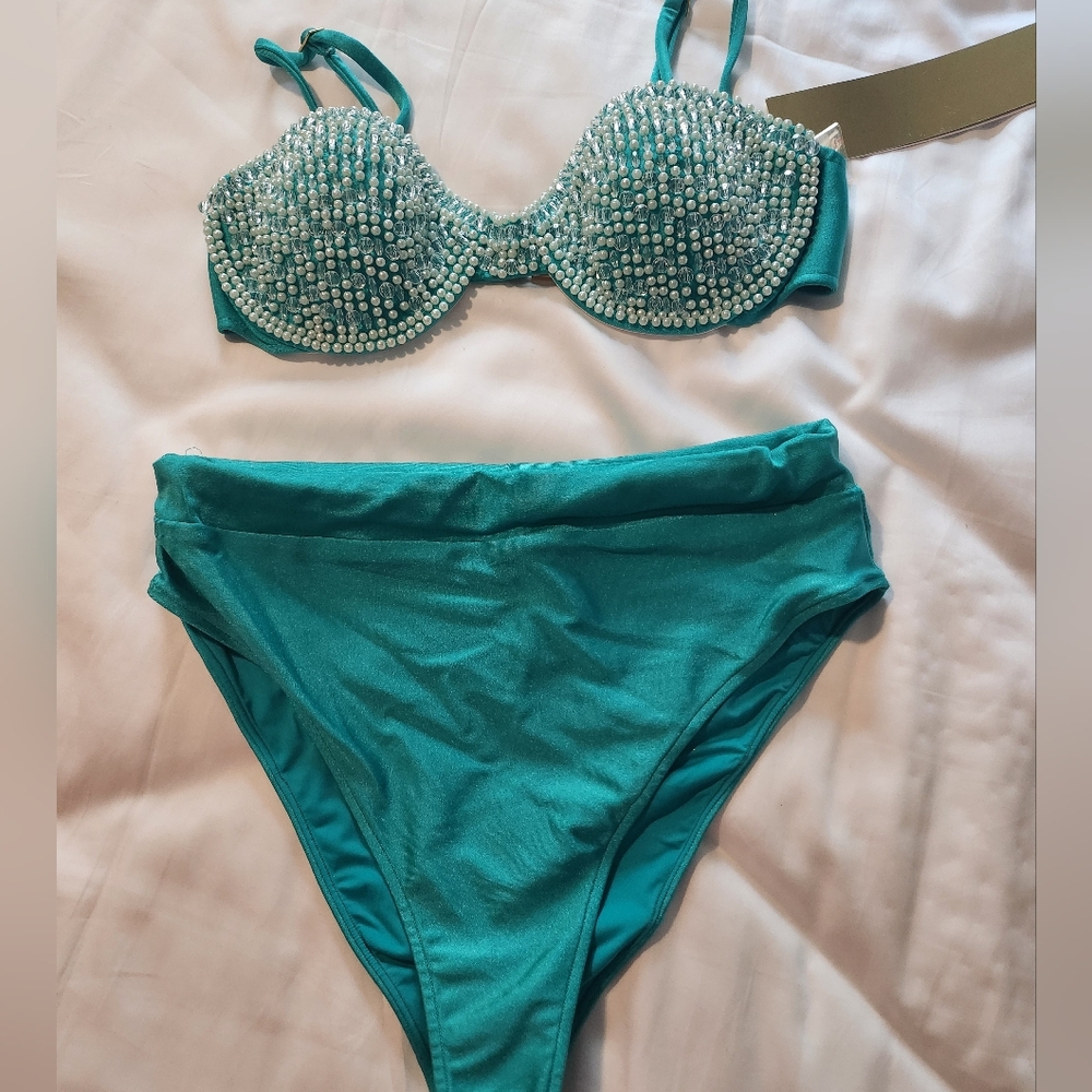 NEW Patbo Hand Beaded Bikini Top M/Bottom L - Picture 9 of 13